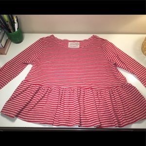 Free People Striped Peplum Top (Size Medium)